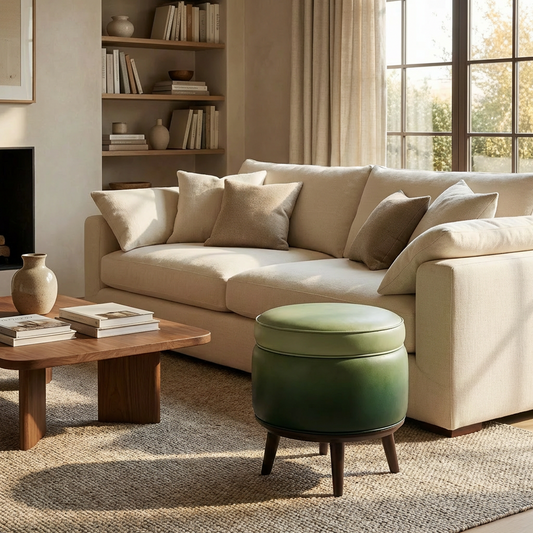 Mid-Century Round Ottoman Stool