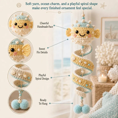🌊 Beginner-Friendly Ocean Animal Spiral Crochet Hanging Ornament Kit | Complete Kit with All Tools & Step-by-Step Guide Included 💕