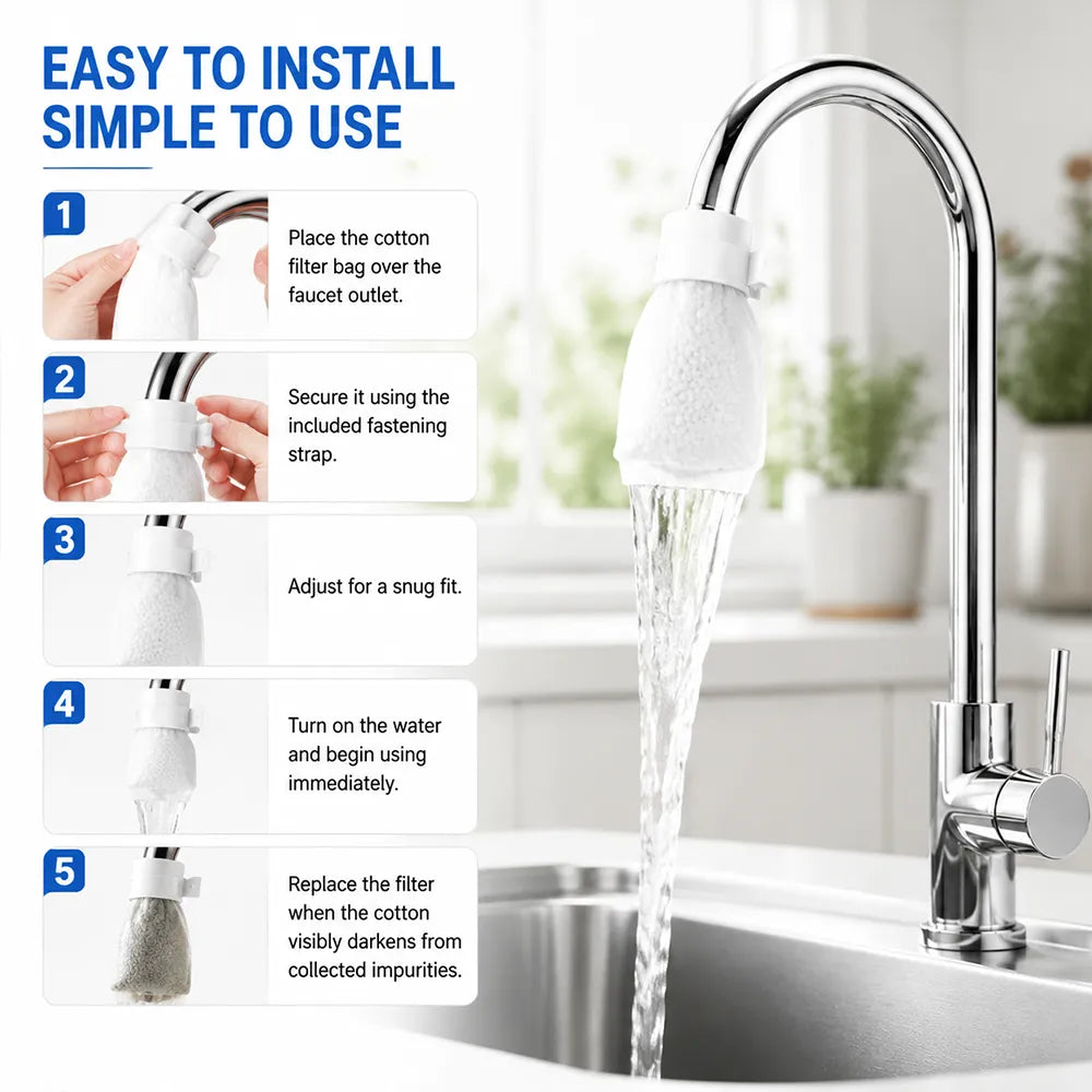 Faucet Filter Cotton Bags - Universal. 100 PCS Splash-Proof Faucet Filter 🌟Set