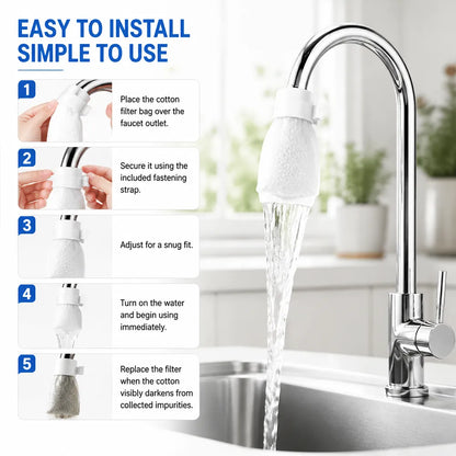 Faucet Filter Cotton Bags - Universal. 100 PCS Splash-Proof Faucet Filter 🌟Set