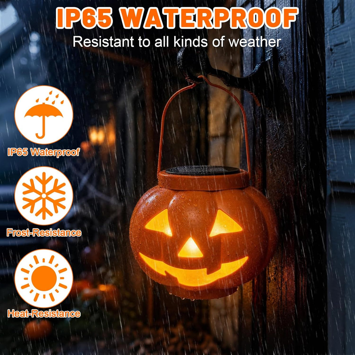 Solar Halloween Pumpkin Lantern Outdoor Decor 🎃✨ used as Halloween outdoor decor