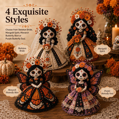 🎃Day of the Dead Patchwork Doll DIY Sewing Kit - Handmade Fabric Doll Craft Kit with Floral Details