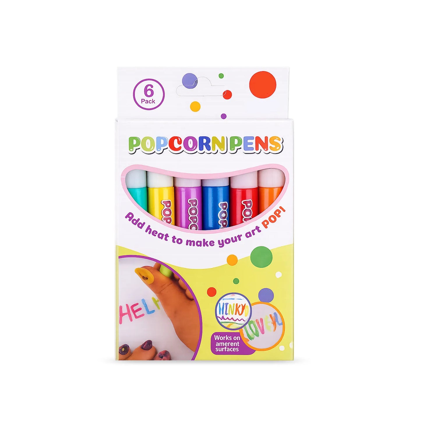 🍿6 Pack Heat Activated Popcorn Pens 3D Puffy Bubble Drawing Pens Kids DIY Art Craft Supplies