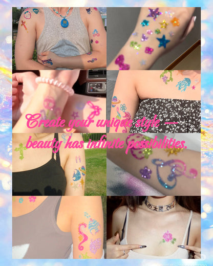 6 Sheets Set DIY Glitter Tattoos-A series