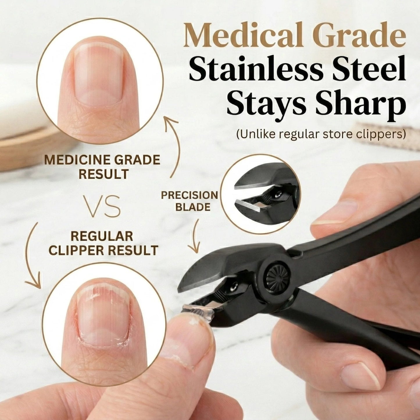 Nail Clipper for Seniors. Wide Jaw Long Handle Clipper for Thick Nails