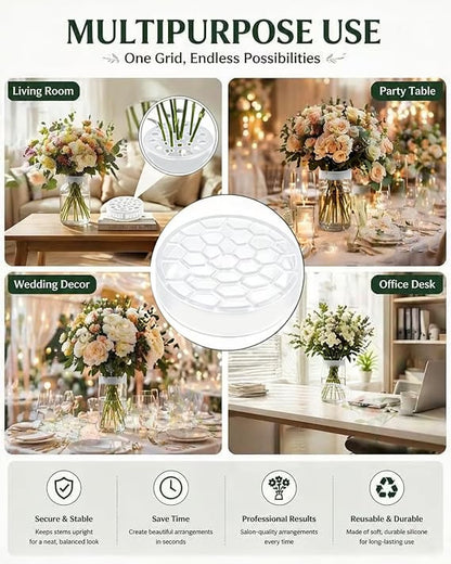 🌸🔥Reusable Silicone Flower Arranging Grid. Stretches Over The Rim of Vase. Self-Grips to Glass. for Easy Flower Arranging.