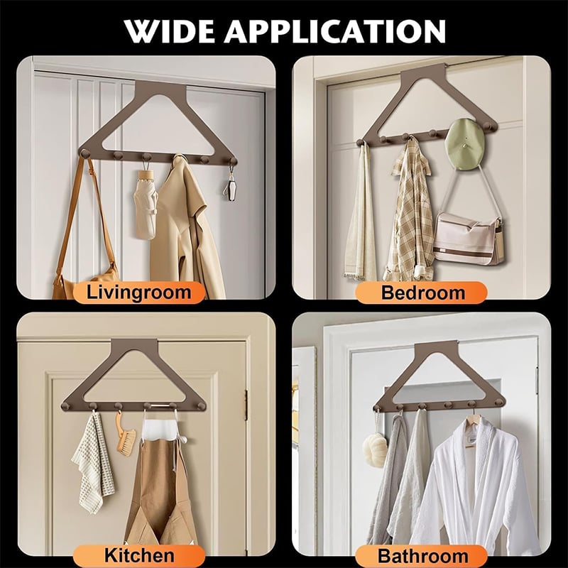🎁 BUY 1 GET 1 FREE 🚪 Over-the-Door Hanger Organizer (2 PCS) — Non-Slip, Heavy Duty Entryway Hooks | No Drilling | Fits All Standard Doors ✨