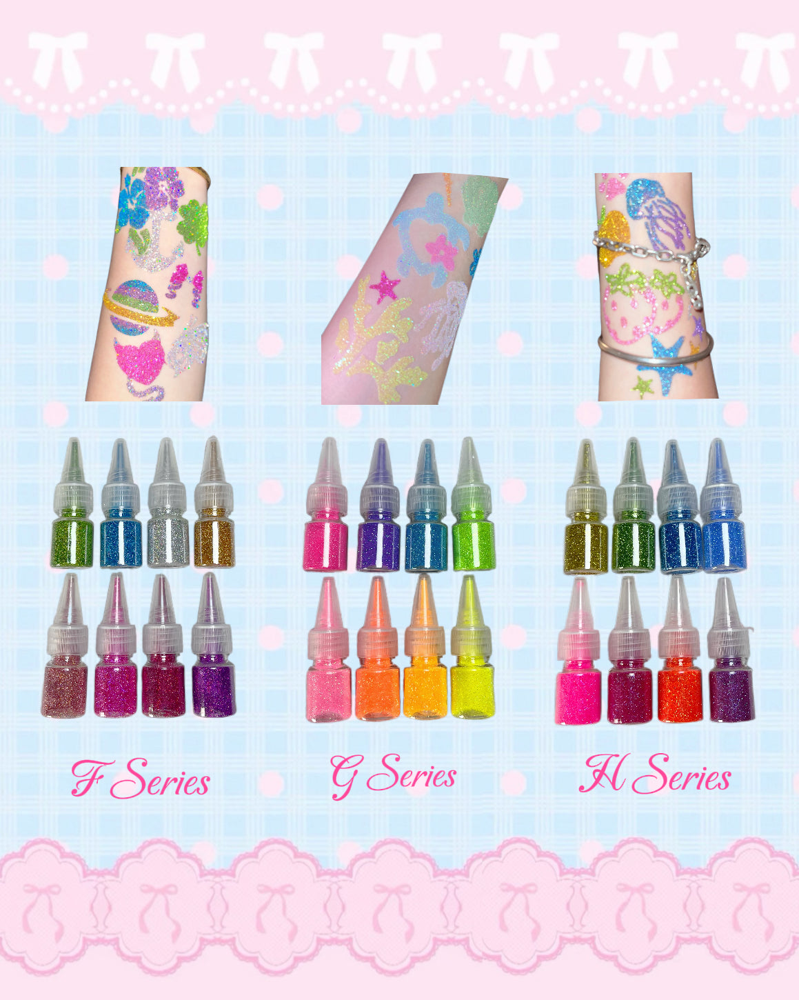 6 Sheets Set DIY Glitter Tattoos-A series