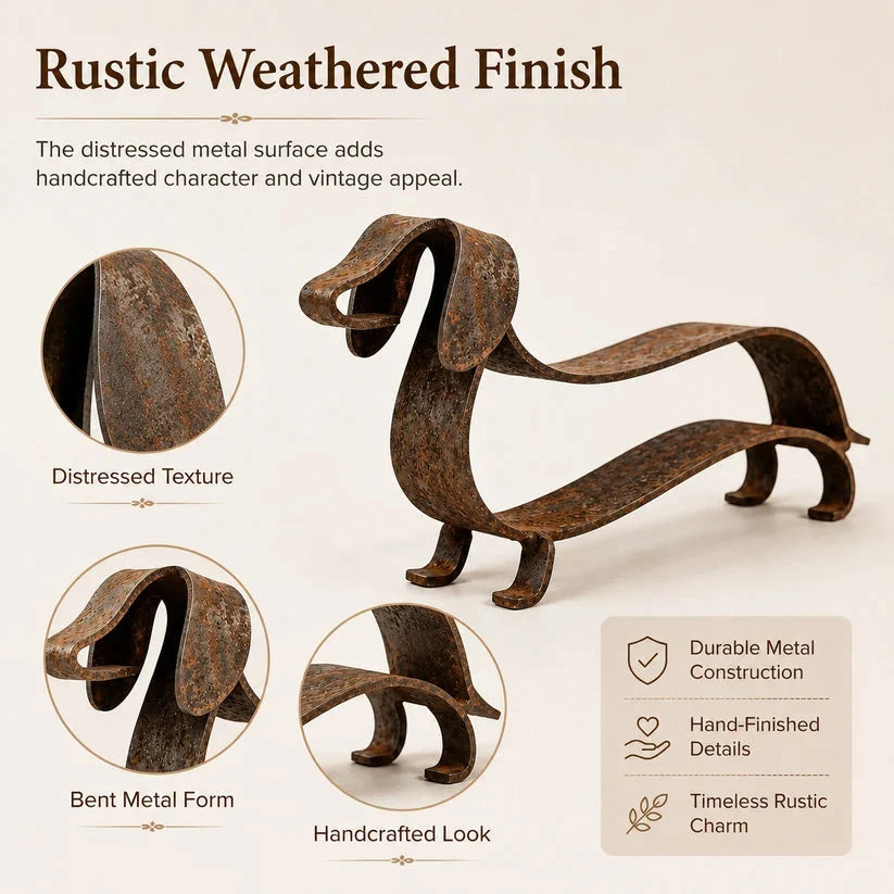 Rustic Dachshund Metal Sculpture | Farmhouse Garden & Home Decor