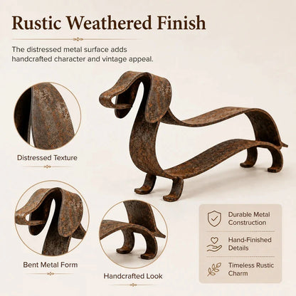 Rustic Dachshund Metal Sculpture | Farmhouse Garden & Home Decor