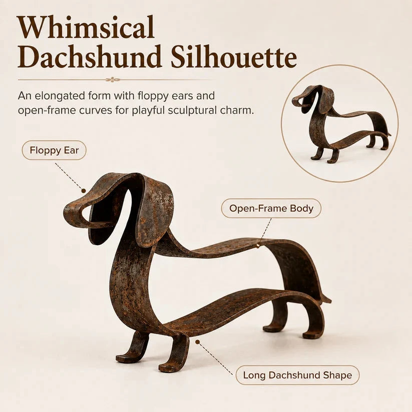 Rustic Dachshund Metal Sculpture | Farmhouse Garden & Home Decor