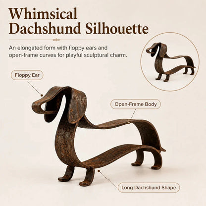 Rustic Dachshund Metal Sculpture | Farmhouse Garden & Home Decor