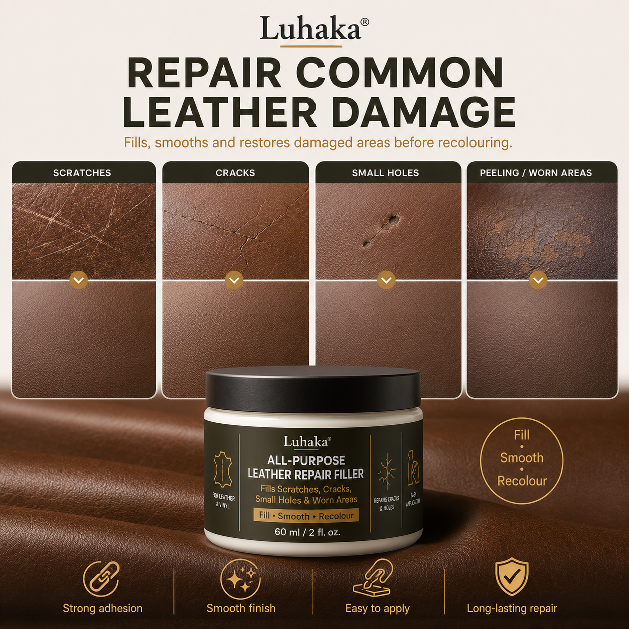 Luhaka® Leather Scratch & Damage Repair Filler
