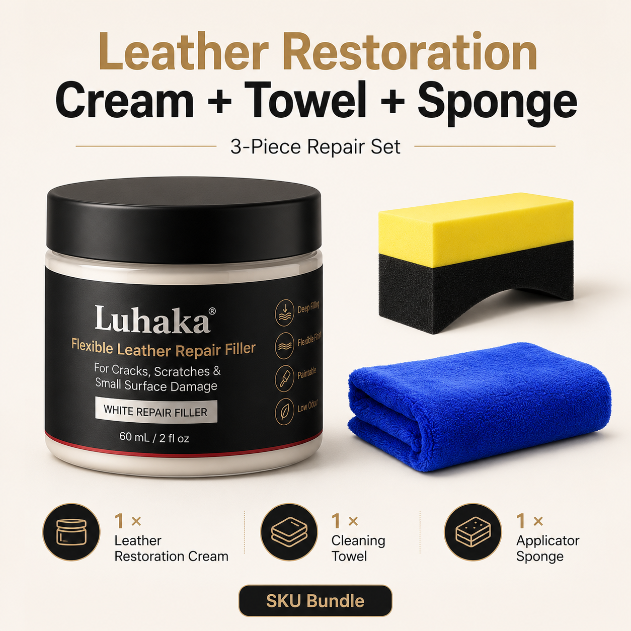 ✨Leather Restoration Cream + Towel + Sponge✨