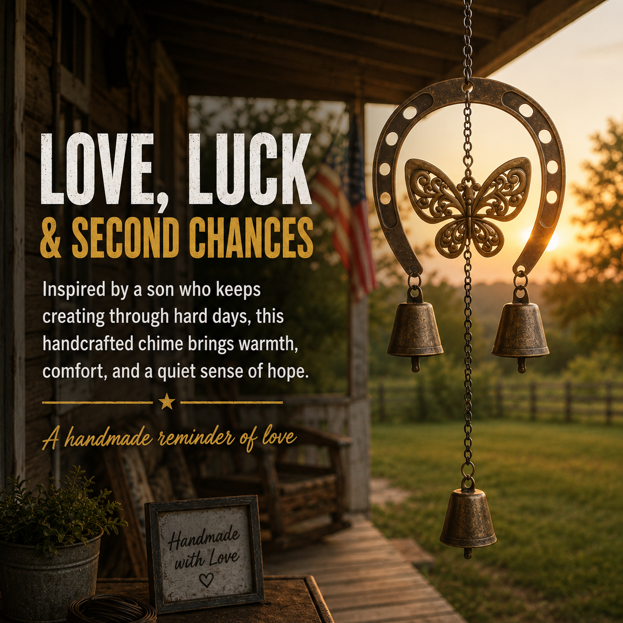 The Horseshoe &Butterfly  Wind Chime ❤(𝗜 𝗵𝗮𝘃𝗲 𝟭𝟯 𝗹𝗲𝗳𝘁)