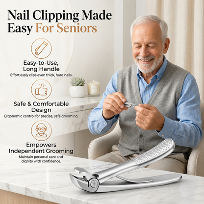 Nail Clipper for Seniors. Wide Jaw Long Handle Clipper for Thick Nails