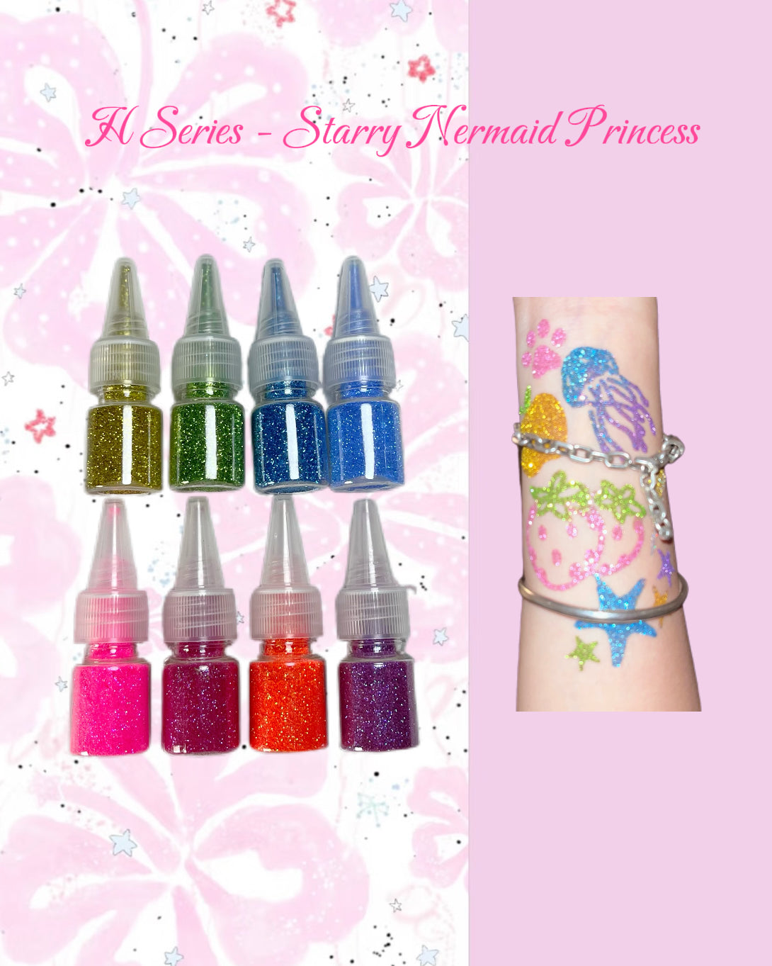 6 Sheets Set DIY Glitter Tattoos-A series