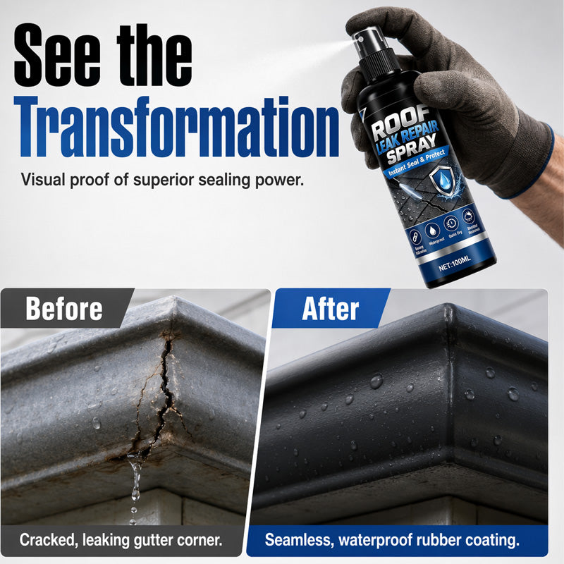 🌧️Strong Adhesion Waterproof Leak Repair Spray, One Coat Stop Leak Repair Agent Spray💪 package and instructions