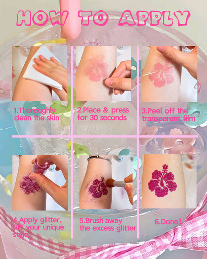 6 Sheets Set DIY Glitter Tattoos-A series