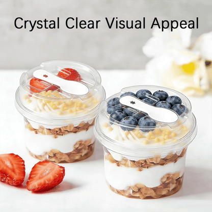 🍨 100 Pack Clear Dessert Cups with Lids & Spoons