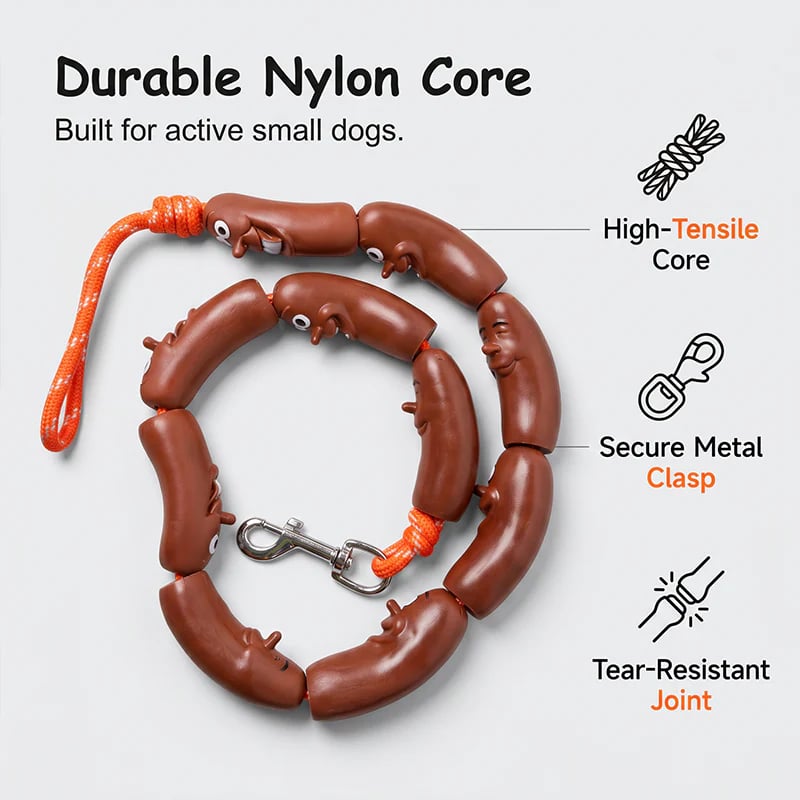 📢📢40% OFF !! ⏰Playful Sausage Dog Leash clasp and handle detail