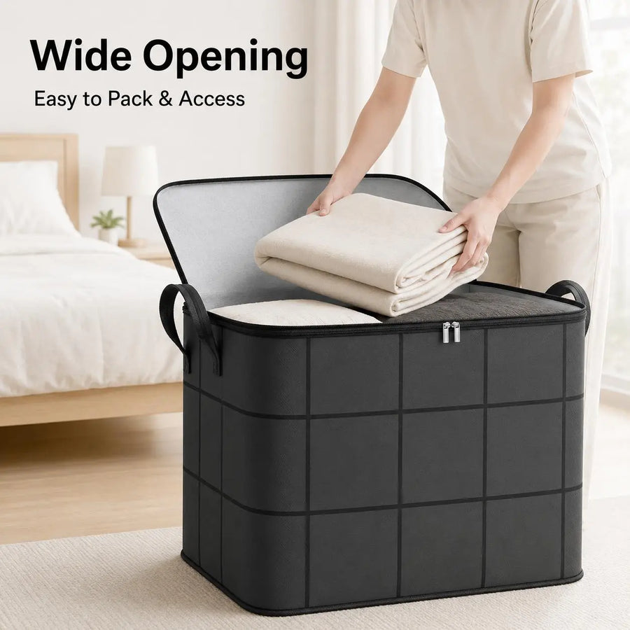 Customer review photo of wide opening storage organizer
