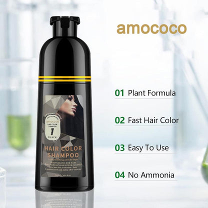 3-in-1 Plant Extract Hair Dye Shampoo, Fast Black Brown Hair Color, Long-Lasting Hair Care with Fruity Fragrance & Nourishing Oil Cleanse