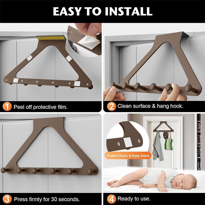 🎁 BUY 1 GET 1 FREE 🚪 Over-the-Door Hanger Organizer (2 PCS) — Non-Slip, Heavy Duty Entryway Hooks | No Drilling | Fits All Standard Doors ✨