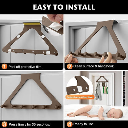 🎁 BUY 1 GET 1 FREE 🚪 Over-the-Door Hanger Organizer (2 PCS) — Non-Slip, Heavy Duty Entryway Hooks | No Drilling | Fits All Standard Doors ✨