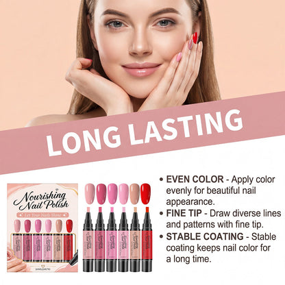 6 Colors Nourishing Nail Polish Pen Set. Easy DIY Manicure Pens