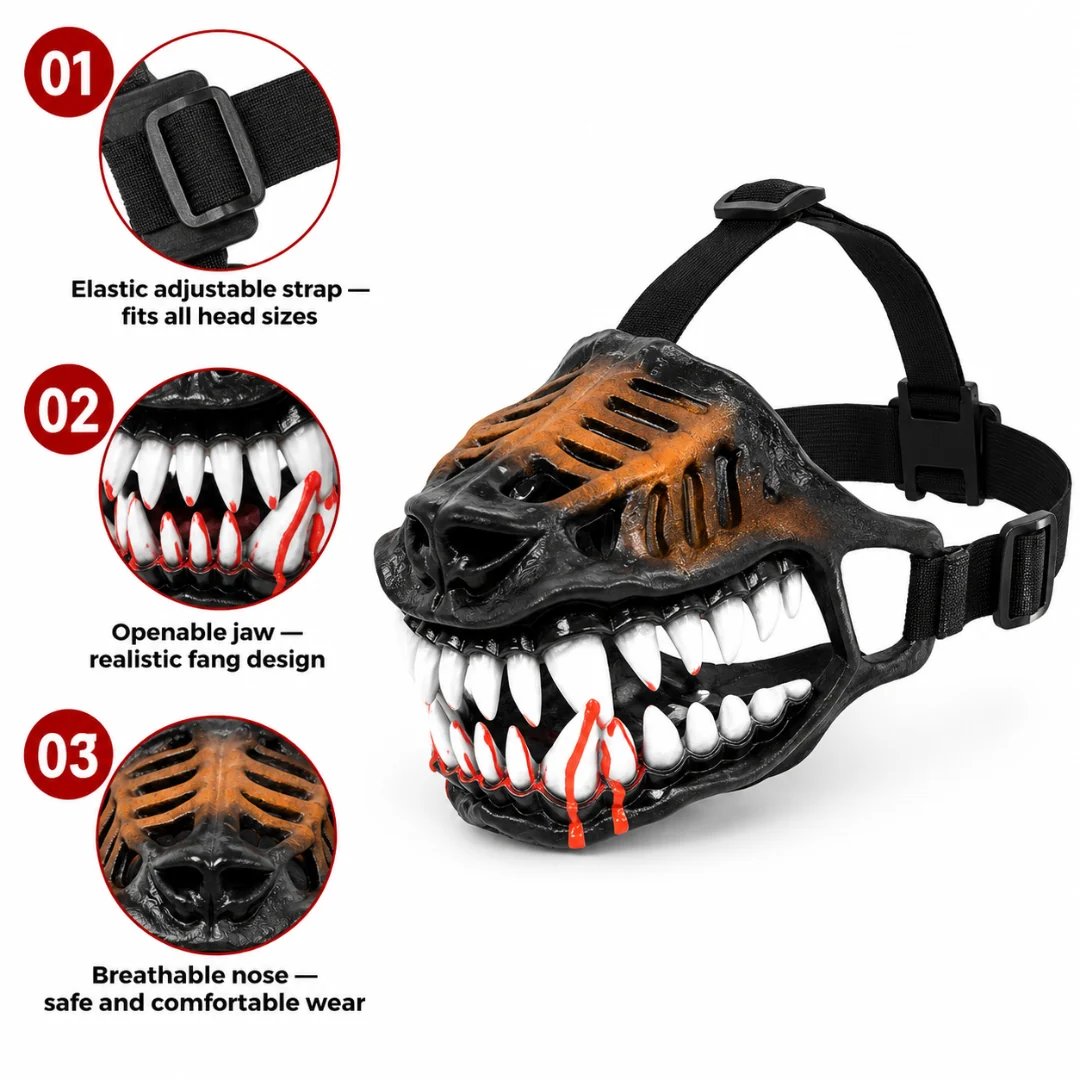 🎃 EARLY HALLOWEEN 50% OFF🔥🐶Hell Hound Monster Muzzle close-up detail