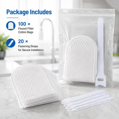 Faucet Filter Cotton Bags - Universal. 100 PCS Splash-Proof Faucet Filter 🌟Set