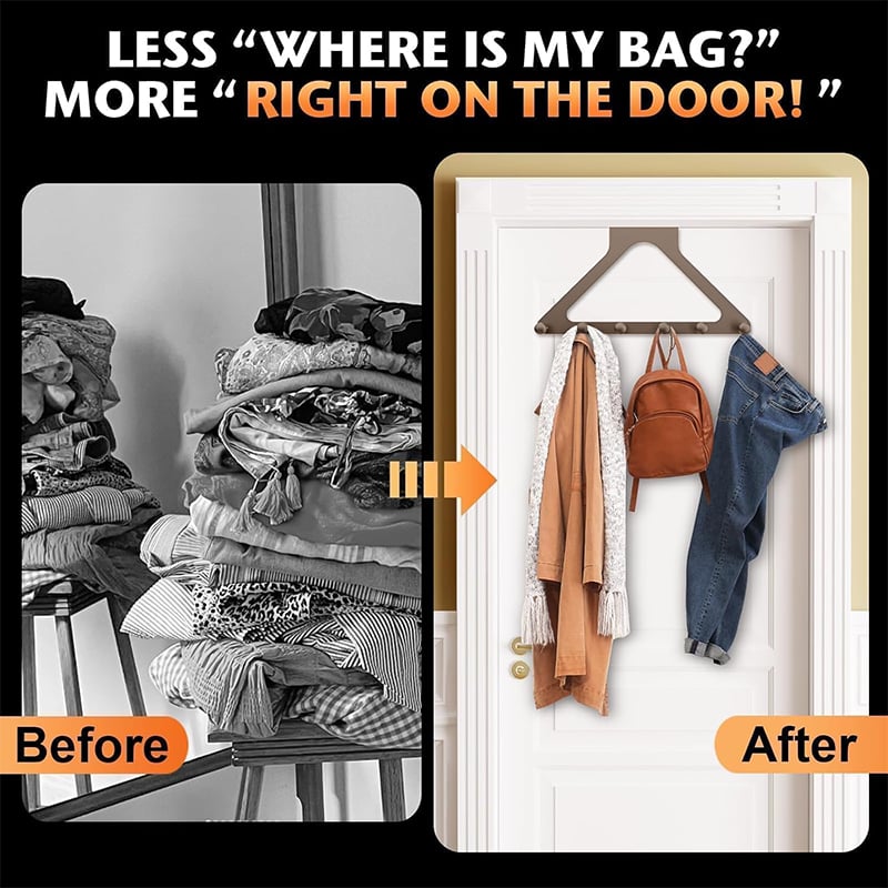 🎁 BUY 1 GET 1 FREE 🚪 Over-the-Door Hanger Organizer (2 PCS) — Non-Slip, Heavy Duty Entryway Hooks | No Drilling | Fits All Standard Doors ✨
