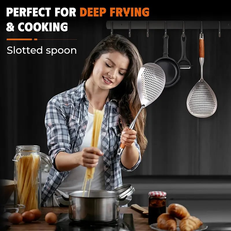 Fine Mesh Stainless Steel Colander - 2026 Upgraded Version Ultra-Fine Filter Mesh with Handle. Oil Filter Spoon. Food Strainer for Kitchen