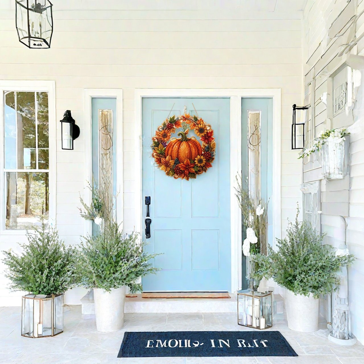 🍂 Fall Pumpkin Diamond Painting Wreath Hanging Ornament Complete DIY Kit