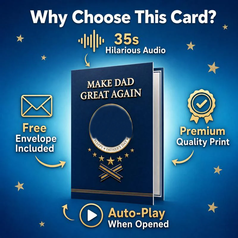 Make Dad Great Again Funny Talking Father's Day Card 🎙️👑