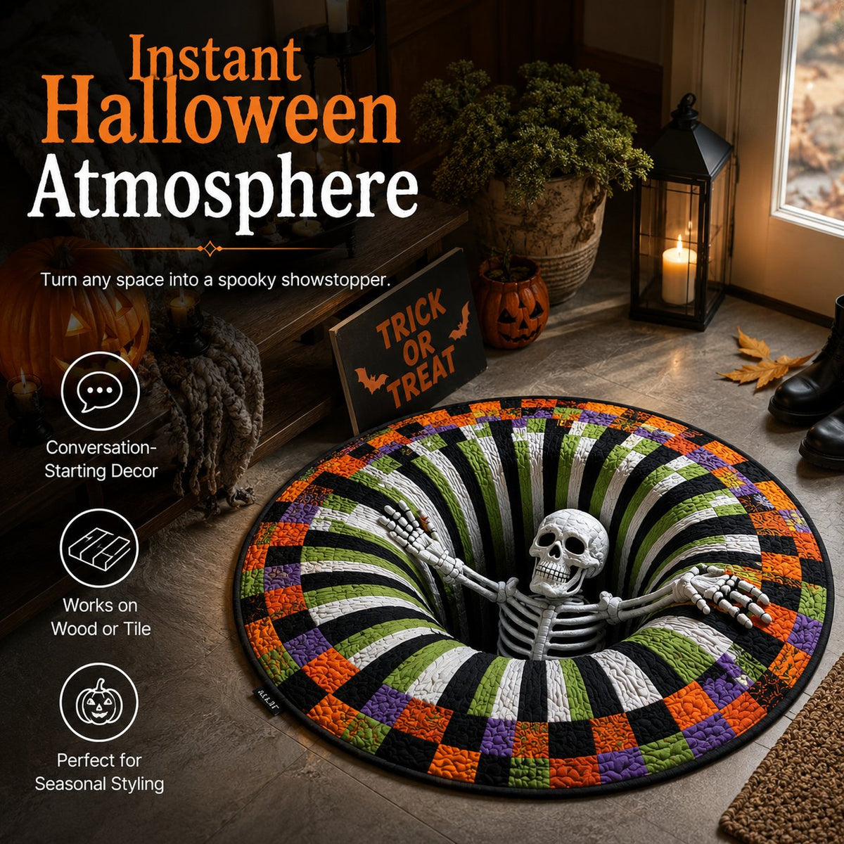 💀 Step Into the Scare — Turn Your Floor into a 3D Halloween Trap! 🎃 in room setting