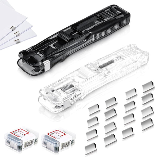 2 Pcs Portable Binder Clip Stapler. with 100 Pcs Small Binder Clips. Non-Destructive Paper Clam Dispenser for Office. Home. School
