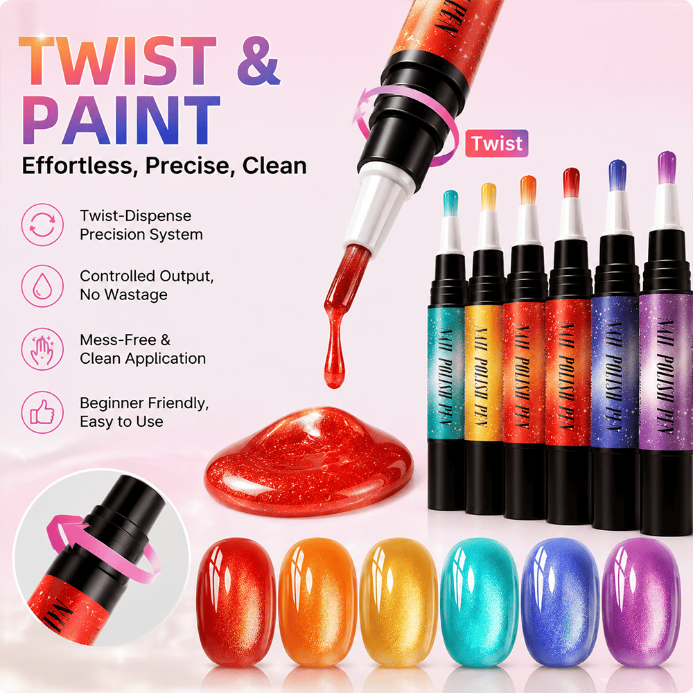 💅 6PCS One-Step Gel Nail Art Pen Set – Salon Beauty at Home application detail
