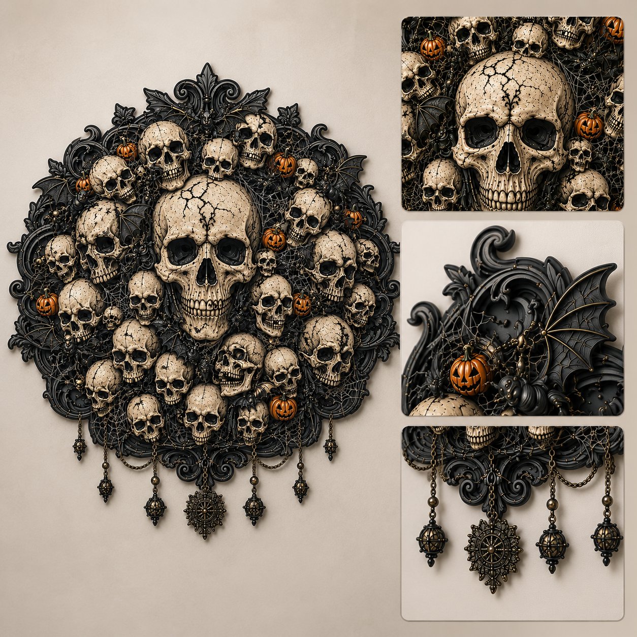 🦇Midnight Haunt 3D Metal Wall Art Collection | Metal Skull. Ghost & Bat Decor with 3D Visual Effect for Haunted Wall Displays 🎃