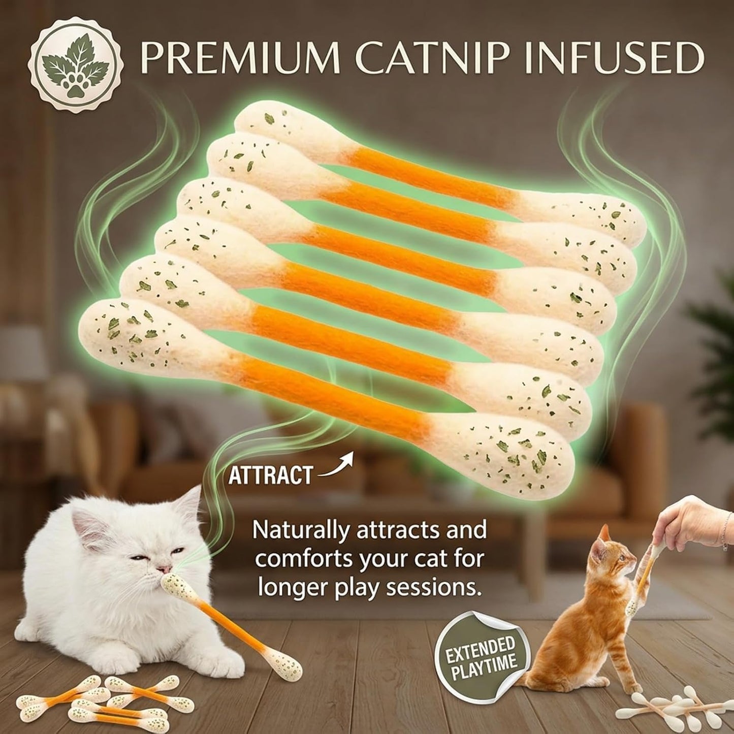 ❤️For happy. healthy. and active indoor cats🐱Swabs Large Size Cat Toys with Catnip