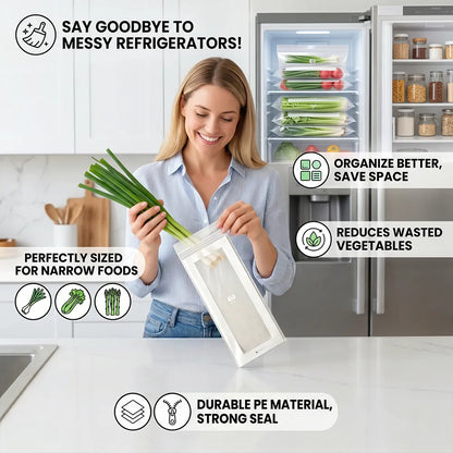 🥬 50/100PCS Reusable Long Food Storage Bags. Double-Zip Seal Freshness Bags for Kitchen