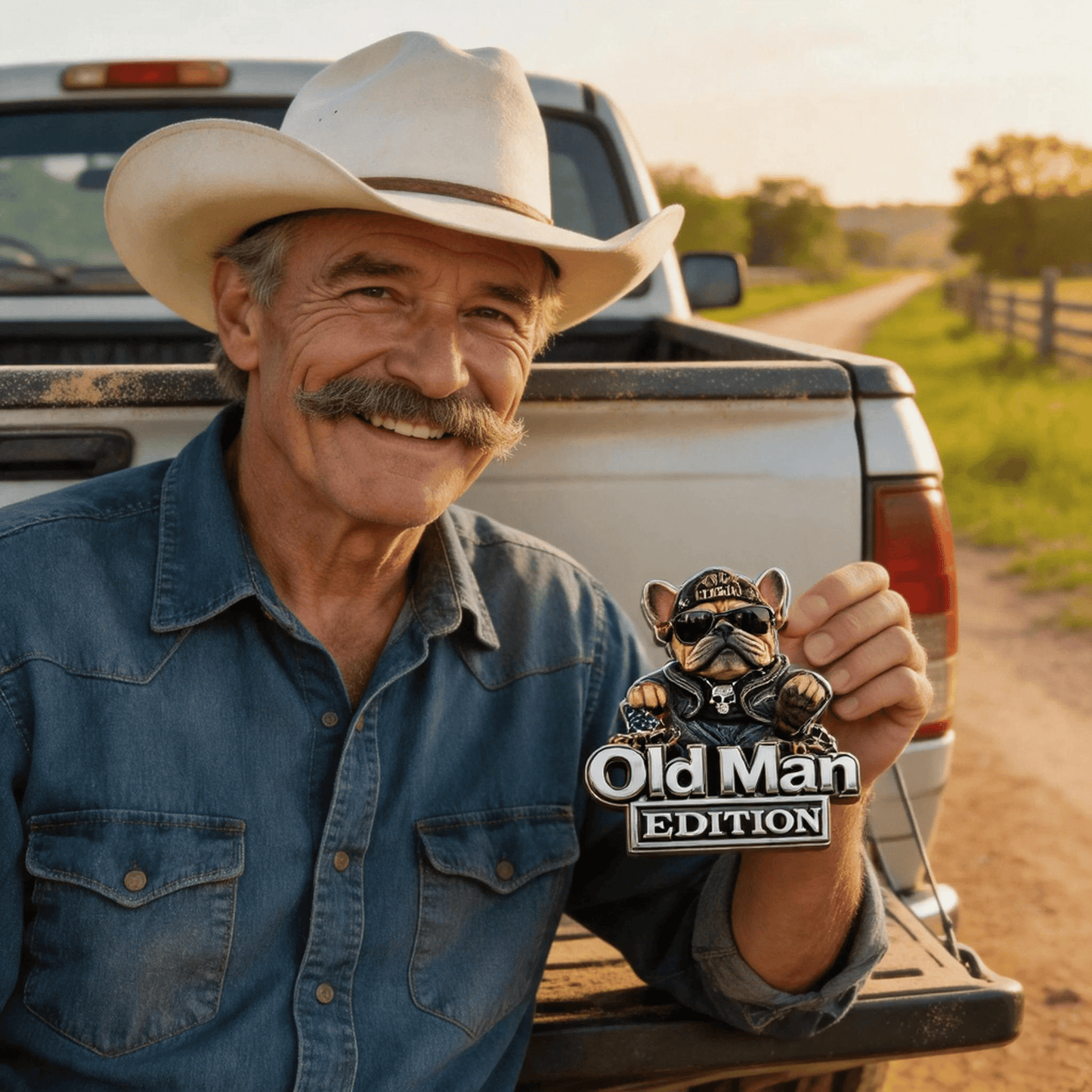 🚗 Funny Old Man Edition Vehicle Badge — Chrome Metal Emblem. Perfect Father's Day & Birthday Gift for Dad. Grandpa. Husband. Truck & SUV Owners