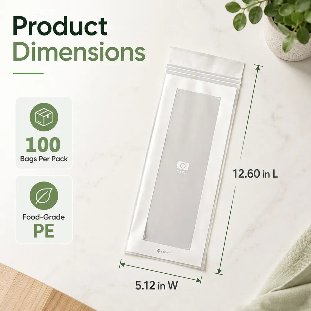 🥬 50/100PCS Reusable Long Food Storage Bags. Double-Zip Seal Freshness Bags for Kitchen