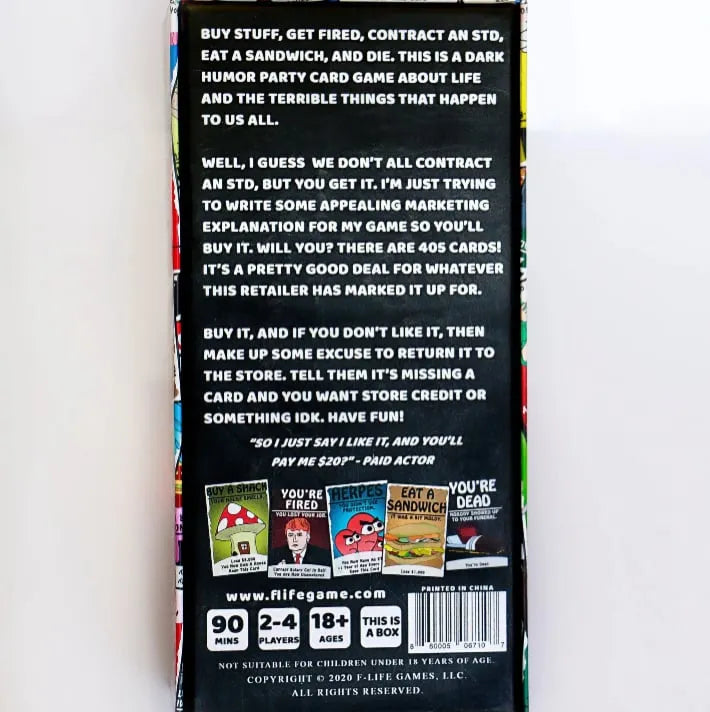 A Game About Adulthood – Darkly Humorous Party Card Game for Adults. Life Simulation. Wealth Building. Retirement & Graveyard Revenge