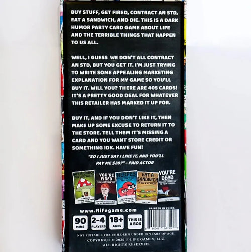 A Game About Adulthood – Darkly Humorous Party Card Game for Adults. Life Simulation. Wealth Building. Retirement & Graveyard Revenge