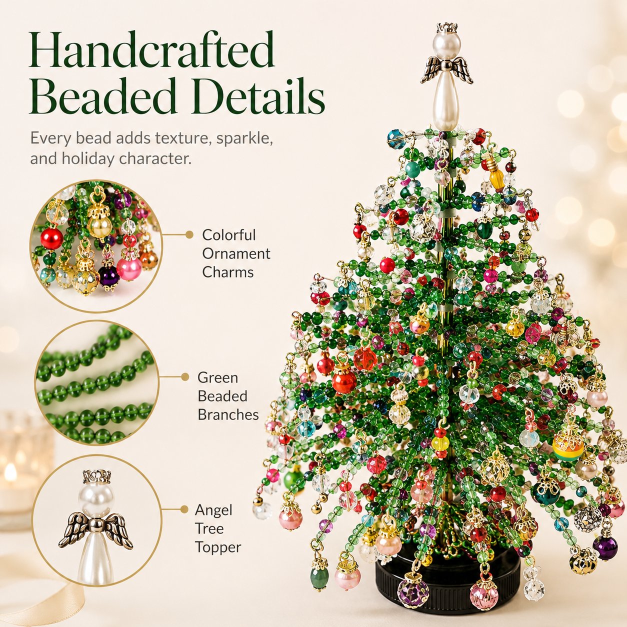 🎄✨ DIY Beaded Christmas Tree Kit – 🎅Create Your Own Sparkling Holiday Decoration finished beaded tree