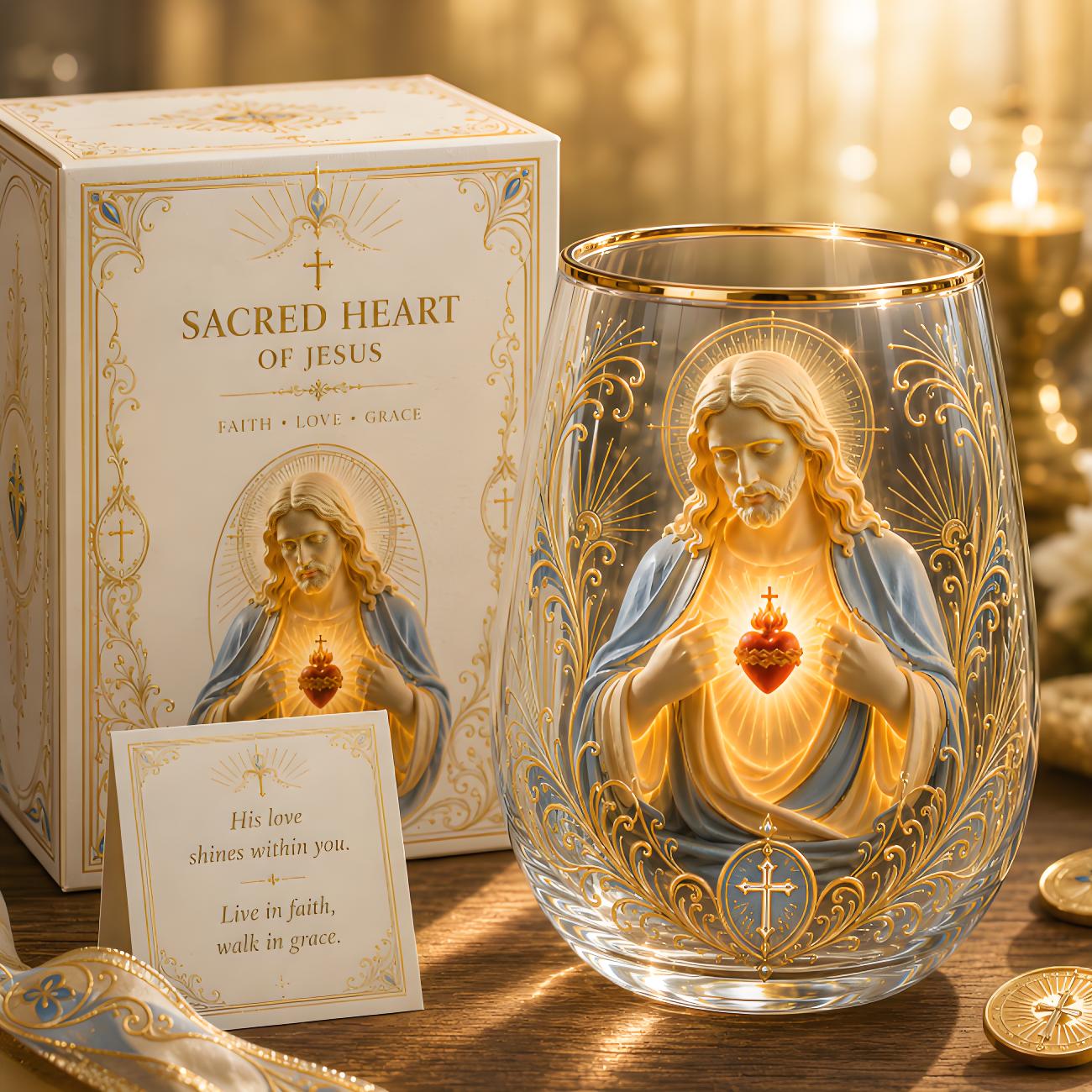 🙏Sacred Heart of Jesus Glass Cup
