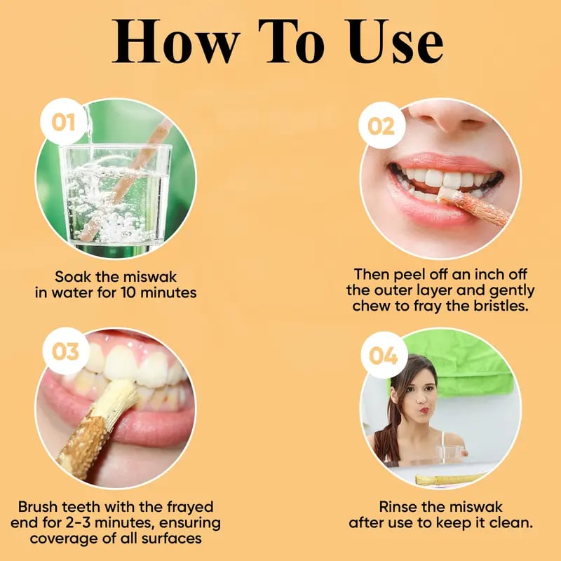 🌿 Natural Miswak Sticks – Individually Wrapped. Traditional Toothbrush for Fresh Breath & Healthy Gums