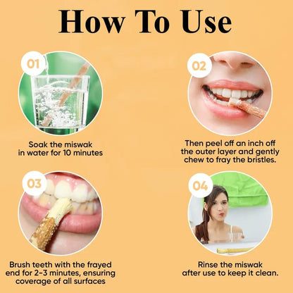 🌿 Natural Miswak Sticks – Individually Wrapped. Traditional Toothbrush for Fresh Breath & Healthy Gums